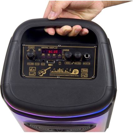 LED RGB Nabíjací reproduktor s mikrófonom 400W/2400 mAh + diaľkové ovládanie
