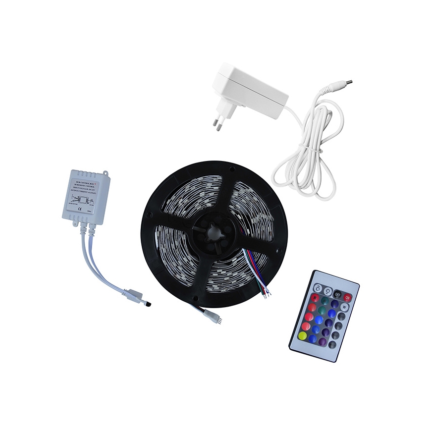 LED RGB Pásik 5m + diaľkové ovládanie + napájací adaptér 24W/12V
