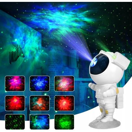 LED RGB projektor LED/5W/5V astronaut + diaľkové ovládanie