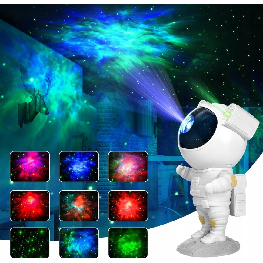 LED RGB projektor LED/5W/5V astronaut + diaľkové ovládanie