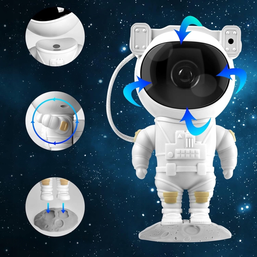 LED RGB projektor LED/5W/5V astronaut + diaľkové ovládanie
