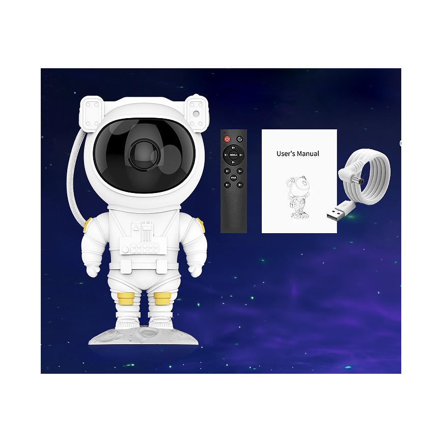 LED RGB projektor LED/5W/5V astronaut + diaľkové ovládanie