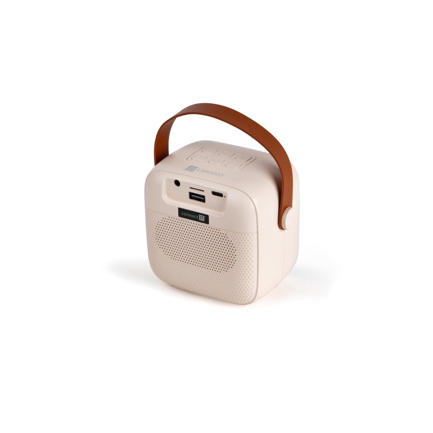 CONNECT IT CSP-1010-BG - LED RGB reproduktor s dvoma bezdrôtovými mikrofónmi, 5 W / 1200 mAh + 2× 400 mAh, krémová/zlatá