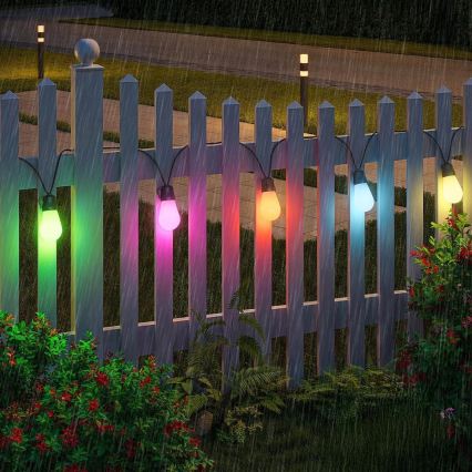 LED RGB stmievateľný solárny dekoratívny svetelný reťaz 15×LED/18 funkcií USB 6 m IP44 čierna + diaľkové ovládanie