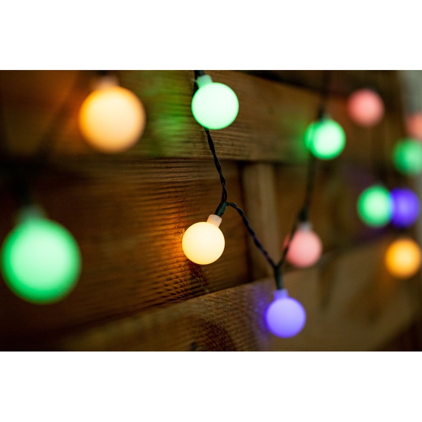 LED RGB Solárna reťaz PARTY 30xLED/1,2V 400 mAh 3,9 m IP44