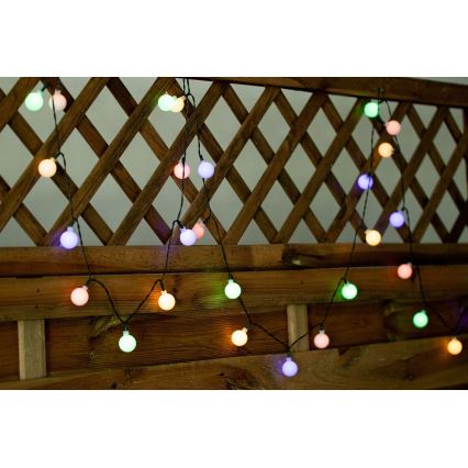 LED RGB Solárna reťaz PARTY 30xLED/1,2V 400 mAh 3,9 m IP44