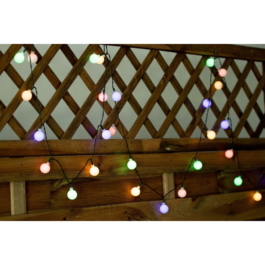 LED RGB Solárna reťaz PARTY 30xLED/1,2V 400 mAh 3,9 m IP44