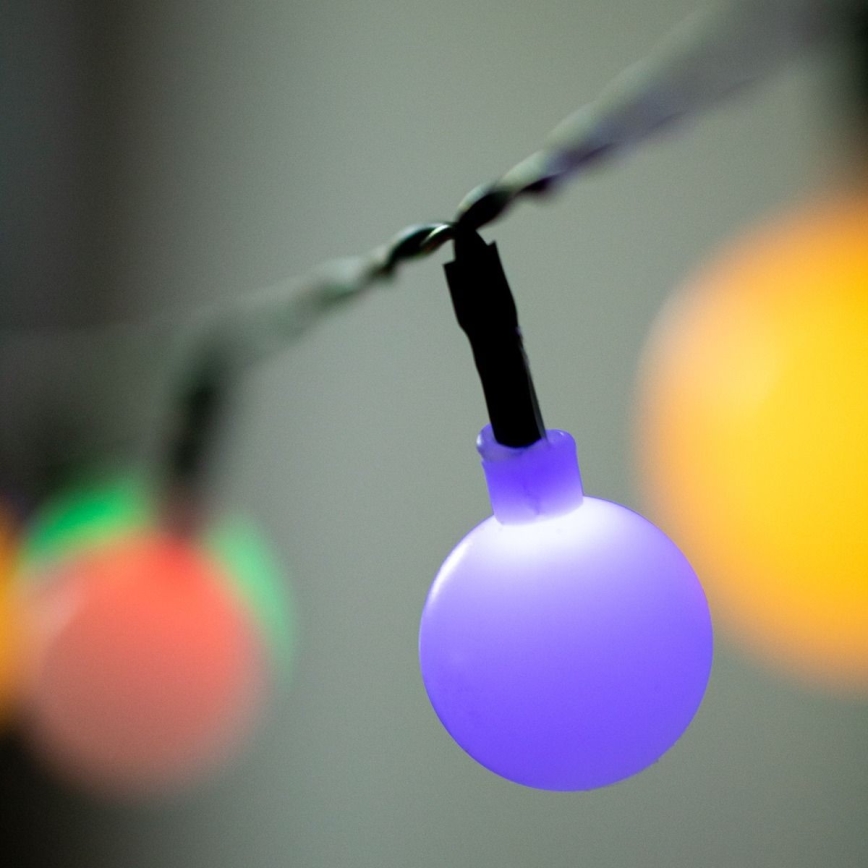 LED RGB Solárna reťaz PARTY 30xLED/1,2V 400 mAh 3,9 m IP44