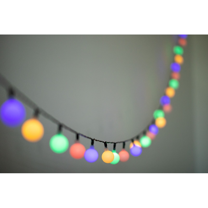 LED RGB Solárna reťaz PARTY 30xLED/1,2V 400 mAh 3,9 m IP44