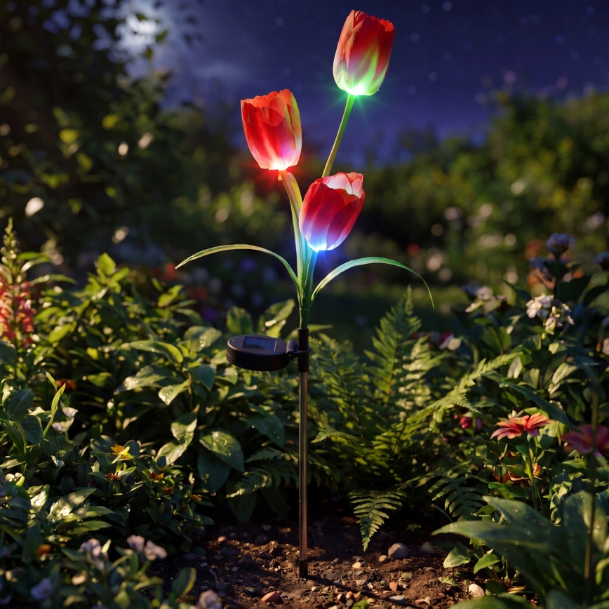 LED RGB Solárne dekoratívne svietidlo 3xLED/3,7V 200 mAh IP44 tulipán