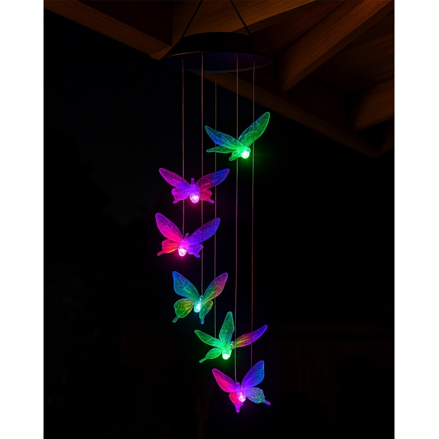 LED RGB Solárne svietidlo 6xLED/1,2V 300 mAh IP44 motýľ