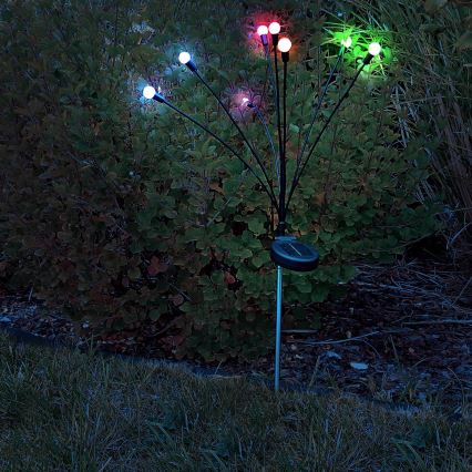 LED RGB Solárne svietidlo FIORINI 8xLED/1,2V 600 mAh IP44 čierna