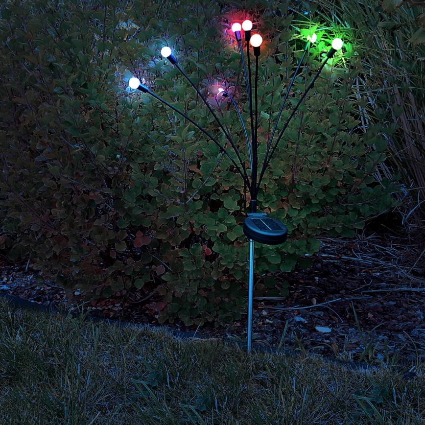LED RGB Solárne svietidlo FIORINI 8xLED/1,2V 600 mAh IP44 čierna