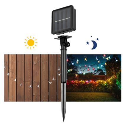 LED RGB solárny reťazec 50xLED/0,12W/1,2V 1xAA IP44 600 mAh