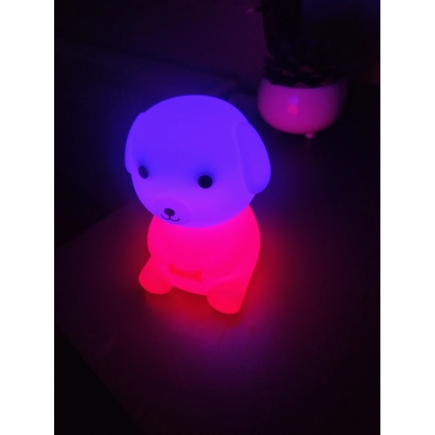 LED RGBW Stmievateľné nabíjacie detské nočné svetlo LED/2,5W/5V 3000K 1200 mAh pes