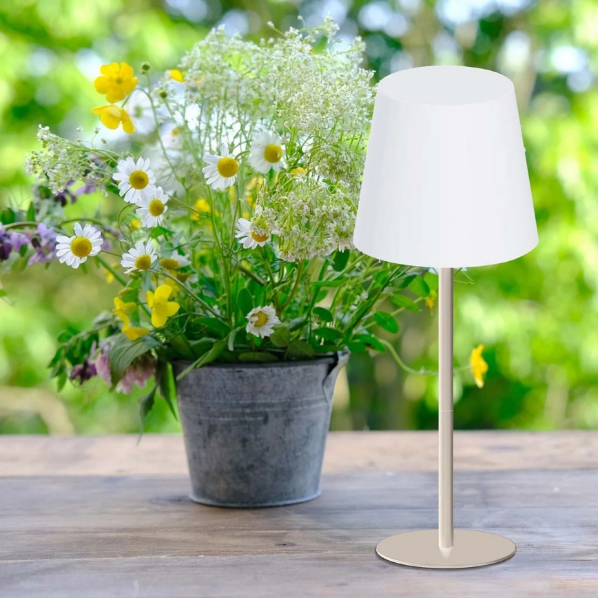 LED RGBW Stmievateľná dotyková vonkajšia stolová lampa LUCIA LED/2W/5V 1800/2700/6500K 3600 mAh IP44 béžová