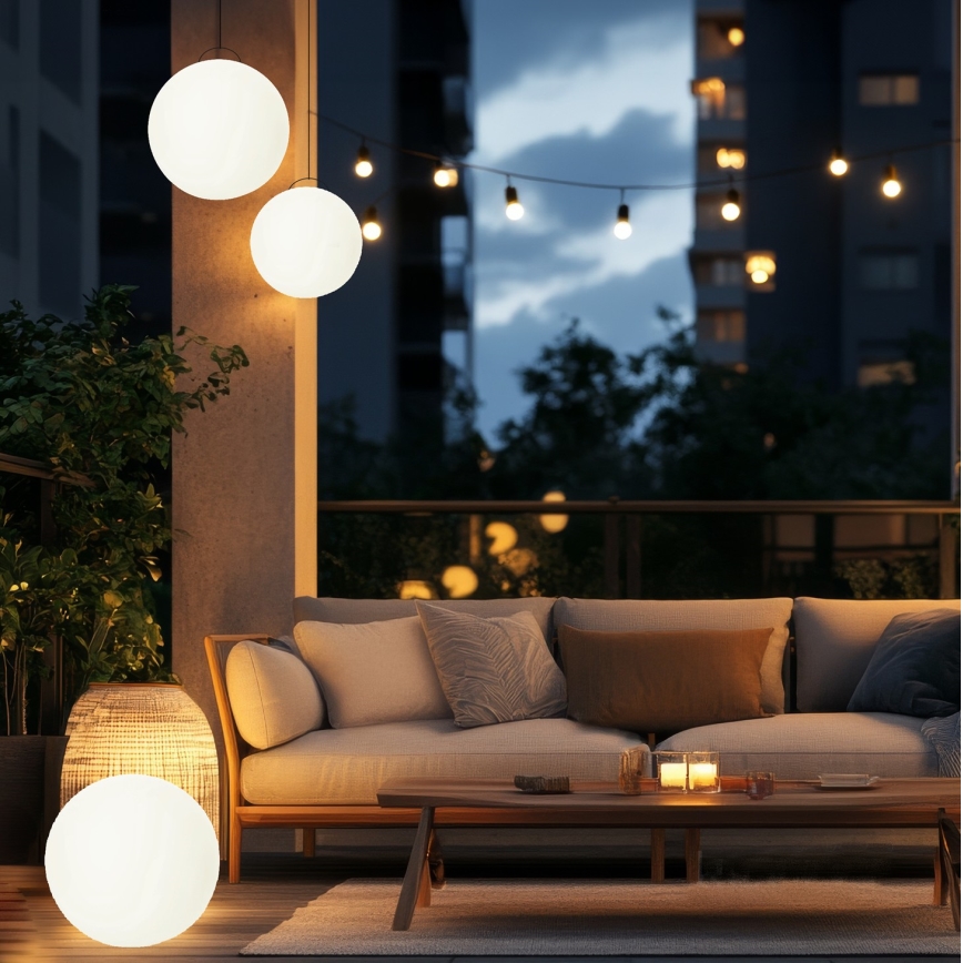 LED RGB Stmievateľná solárna lampa GARDEN BALL LED/5W/3,7V 3000K IP54 pr. 30 cm + diaľkové ovládanie