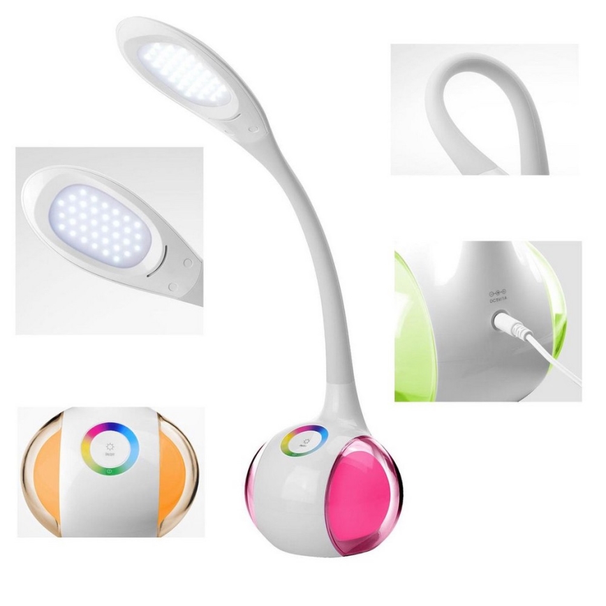 LED RGB Stmievateľná stolná lampa LED/7W/230V biela