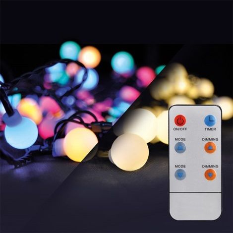 LED RGB Stmievateľná vonkajšia vianočná reťaz 100xLED/8 funkcií 15m IP44 + diaľkové ovládanie