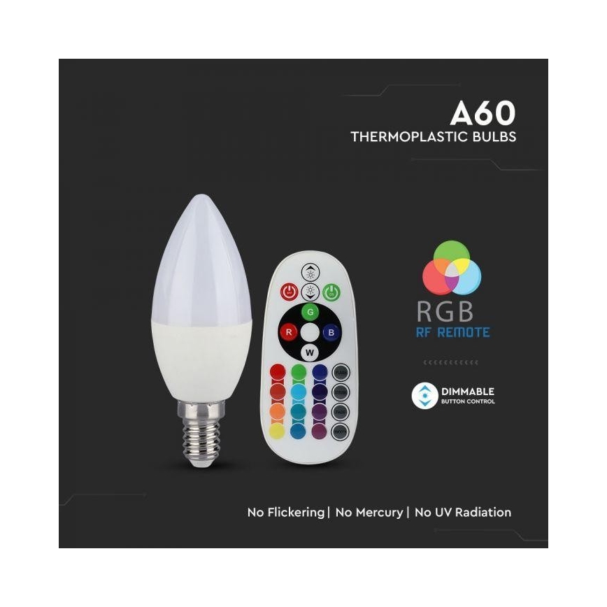 LED RGB stmievateľná žiarovka E14/3,5W/230V 6400K + diaľkové ovládanie