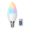 LED RGB Stmievateľná žiarovka E14/4,8W/230V 3000K + diaľkové ovládanie - Aigostar