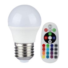 LED RGB Stmievateľná žiarovka E27/3,5W/230V 3000K + DO
