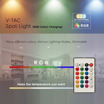 LED RGB Stmievateľná žiarovka GU10/4,8W/230V 3000K + diaľkové ovládanie