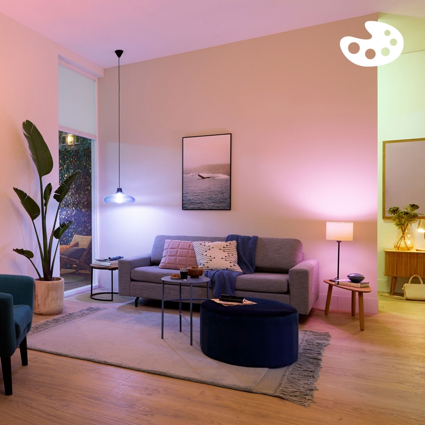 LED RGB Stmievateľná žiarovka Philips SMART A60 E27/8,5W/230V 2200-6500K + diaľkové ovládanie