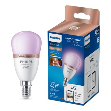 LED RGB stmievateľná žiarovka Philips SMART P45 E14/4,9W/230V 2200-6500K CRI 90