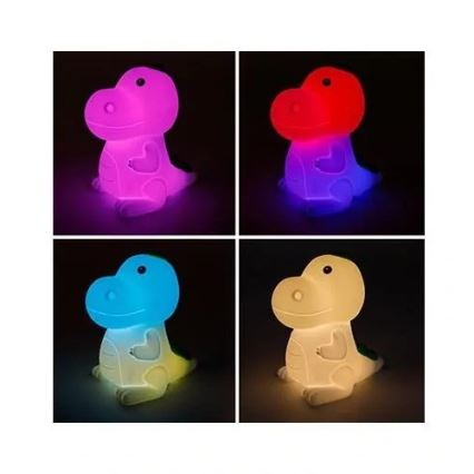 LED RGBW Stmievateľné nabíjateľné detské nočné svetlo LED/2,5W/5V 3000K 1200 mAh dinosaurus