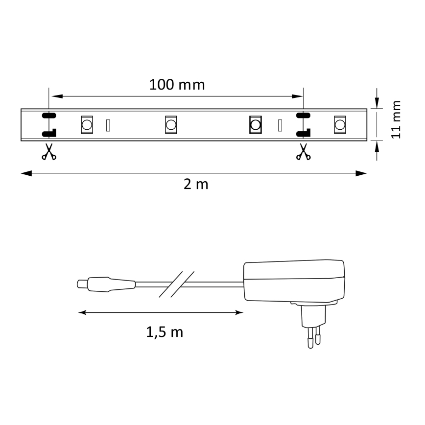 LED RGB Stmievateľný pásik MAGIC 2 m LED/12W/230V + DO