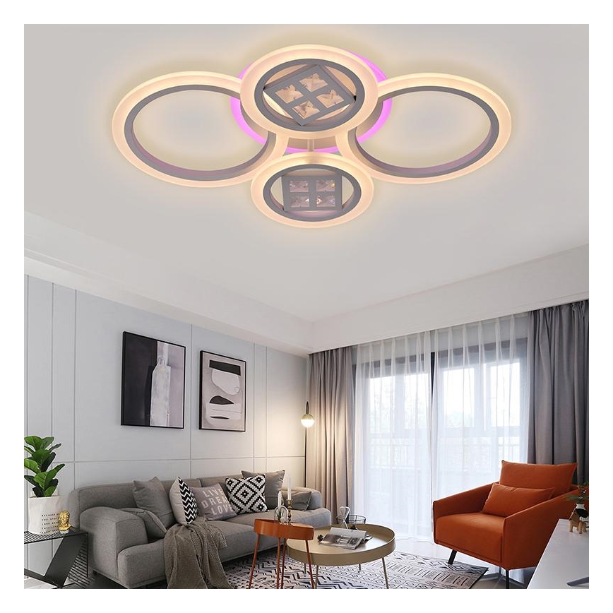 LED RGB Stmievateľný prisadený luster LED/50W/230V 3000-6500K + diaľkové ovládanie