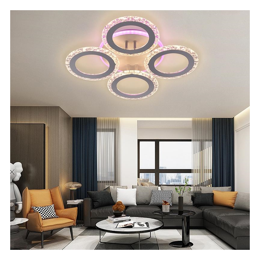LED RGB Stmievateľný prisadený luster LED/55W/230V 3000-6500K + diaľkové ovládanie