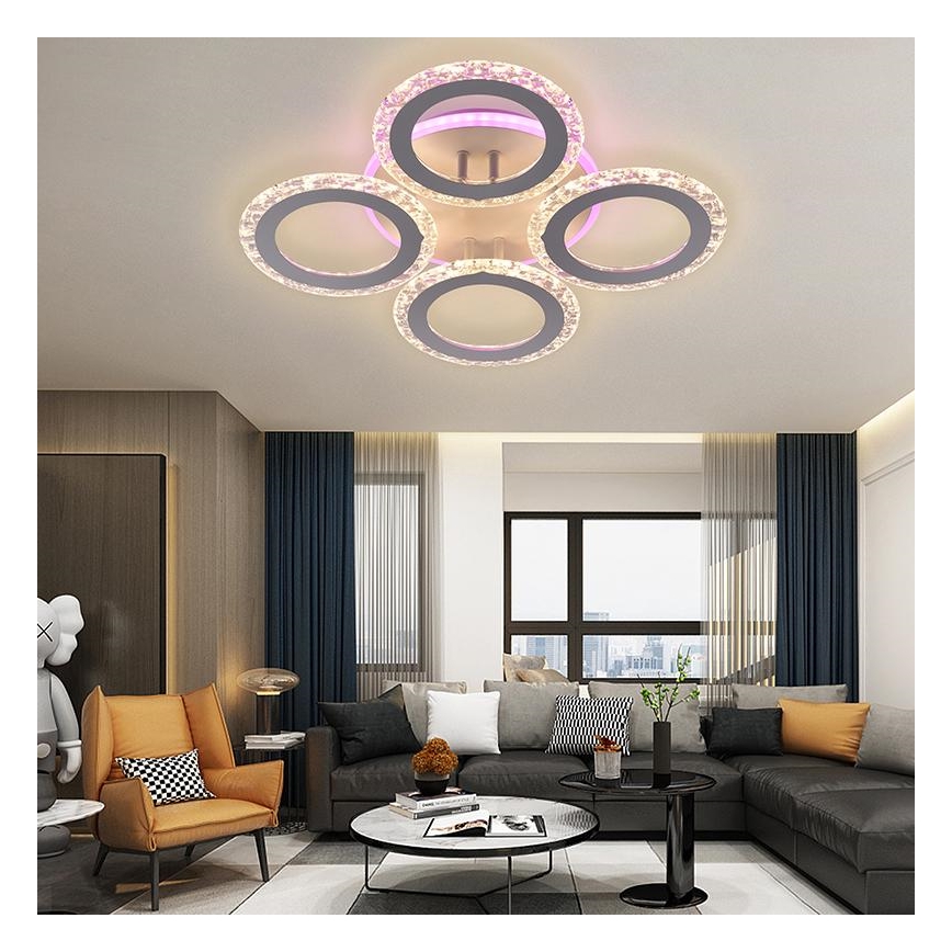LED RGB Stmievateľný prisadený luster LED/55W/230V 3000-6500K + diaľkové ovládanie