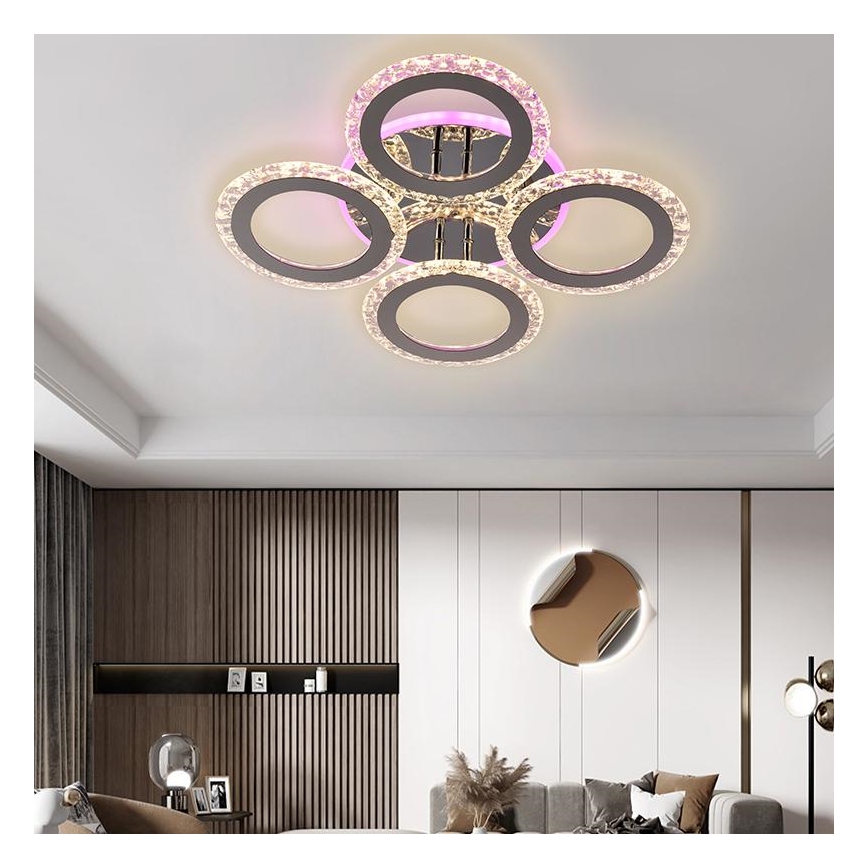 LED RGB Stmievateľný prisadený luster LED/55W/230V 3000-6500K + diaľkové ovládanie