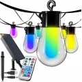 LED RGB stmievateľný solárny dekoratívny svetelný reťaz 15×LED/18 funkcií USB 6 m IP44 čierna + diaľkové ovládanie