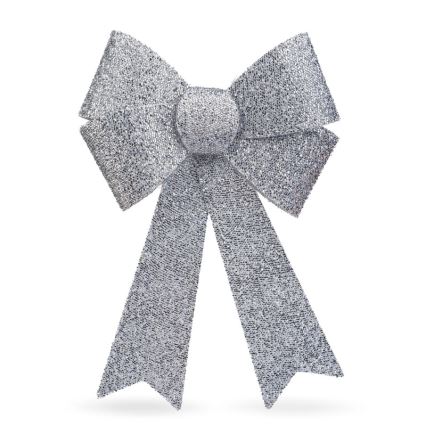 LED RGB vianočná dekorácia 11xLED/3xLR44 40x30 cm strieborná mašľa