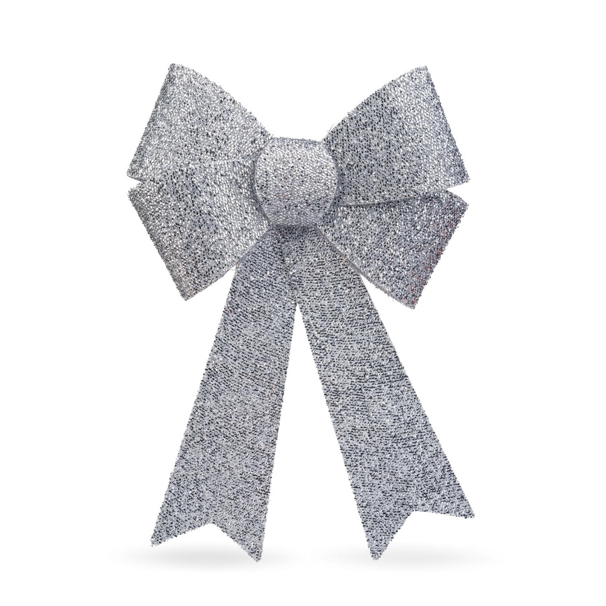 LED RGB vianočná dekorácia 11xLED/3xLR44 40x30 cm strieborná mašľa