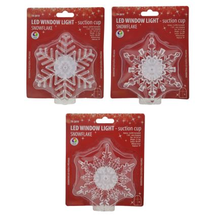 LED RGB vianočná dekorácia vločka s prísavkou LED/3xLR44