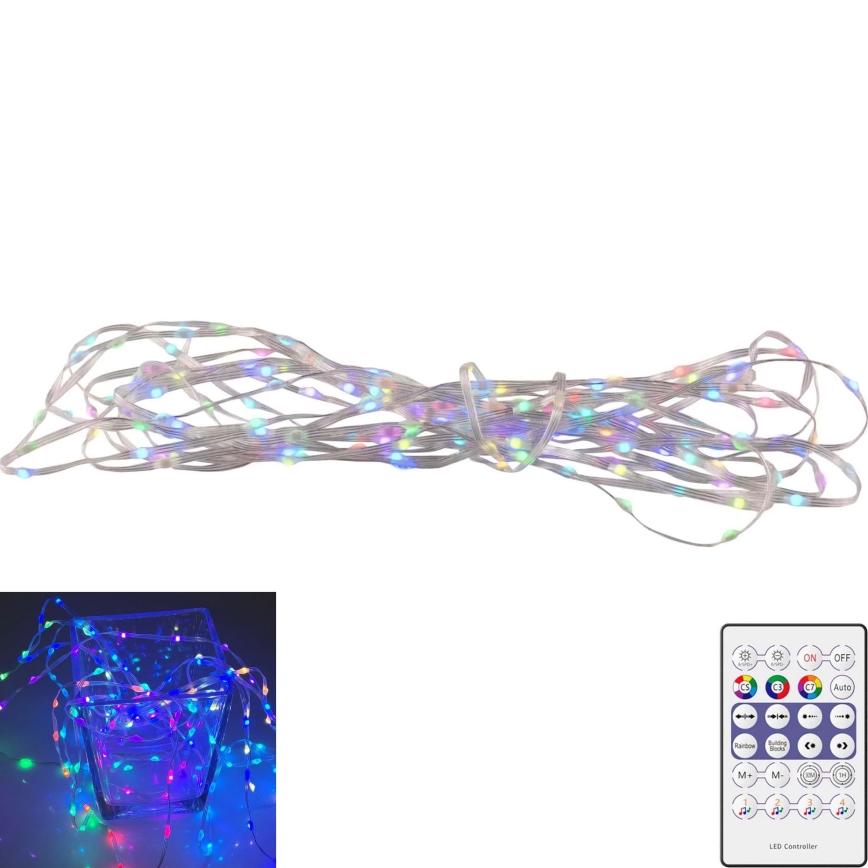 LED RGB Vianočná reťaz LED/10W/5V 10 m USB + diaľkové ovládanie