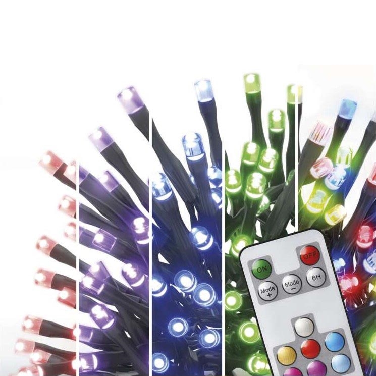 LED RGB Vianočná vonkajšia reťaz 120xLED/72 módov 15m IP44 + diaľkové ovládanie