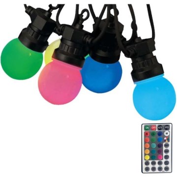 LED RGB Vonkajšia reťaz STRING 13 m 15xLED/0,5W/230V IP44 + diaľkové ovládanie