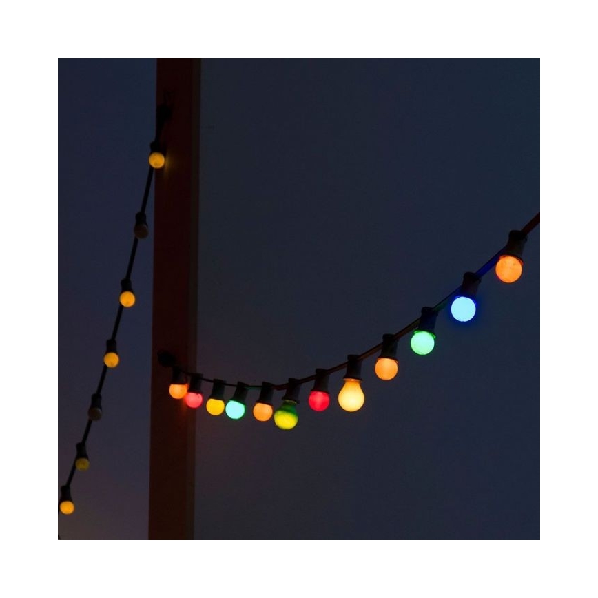 LED RGB Vonkajšia reťaz STRING 13 m 15xLED/0,5W/230V IP44 + diaľkové ovládanie