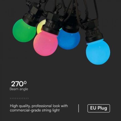 LED RGB Vonkajšia reťaz STRING 13 m 15xLED/0,5W/230V IP44 + diaľkové ovládanie