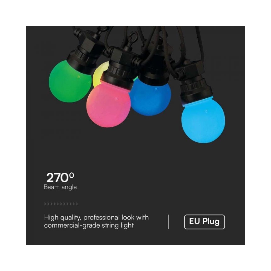 LED RGB Vonkajšia reťaz STRING 13 m 15xLED/0,5W/230V IP44 + diaľkové ovládanie