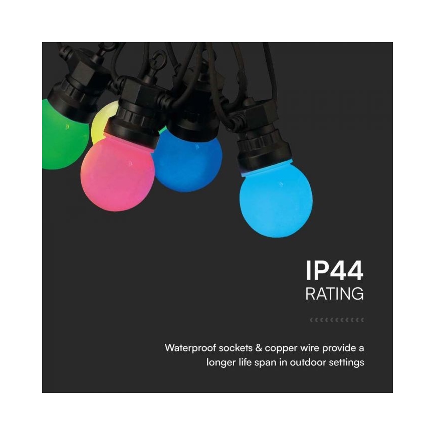 LED RGB Vonkajšia reťaz STRING 13 m 15xLED/0,5W/230V IP44 + diaľkové ovládanie