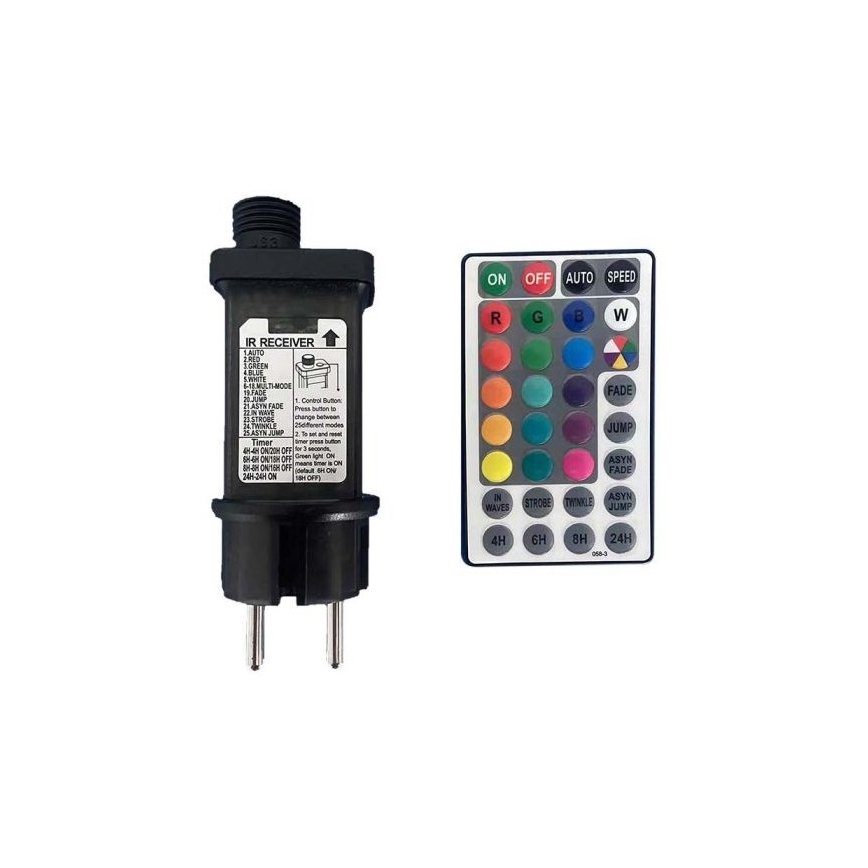 LED RGB Vonkajšia reťaz STRING 13 m 15xLED/0,5W/230V IP44 + diaľkové ovládanie