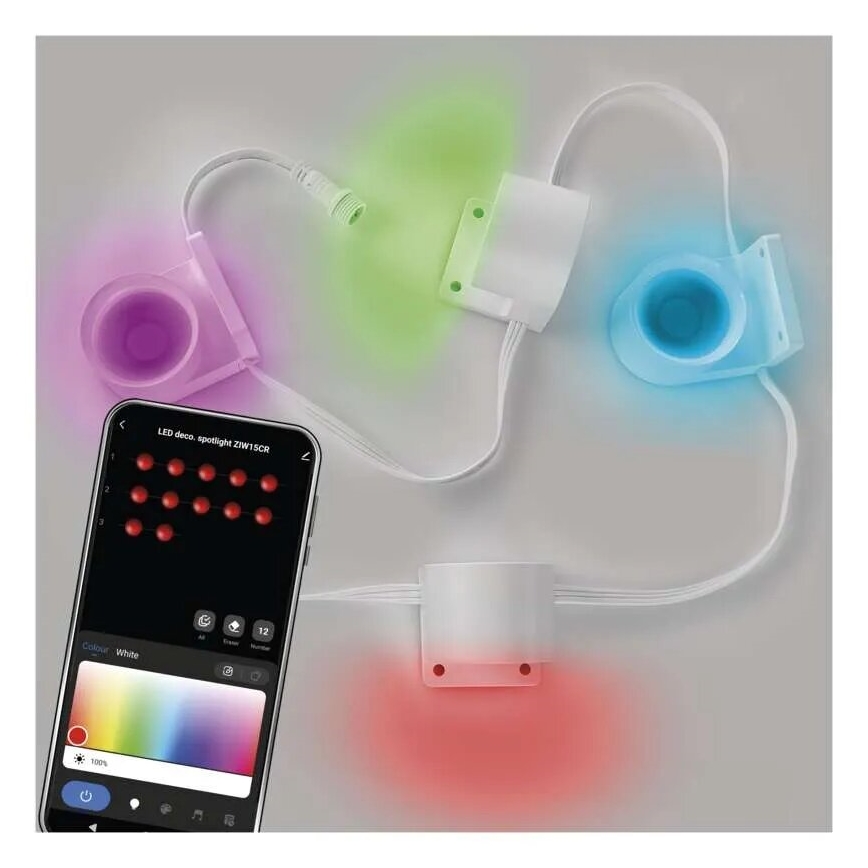 LED RGBIC+CCT dekoračná reťaz s bodovým osvetlením GoSmart - rozšírenie 4xLED/7W/230V 85 cm Wi-Fi Tuya