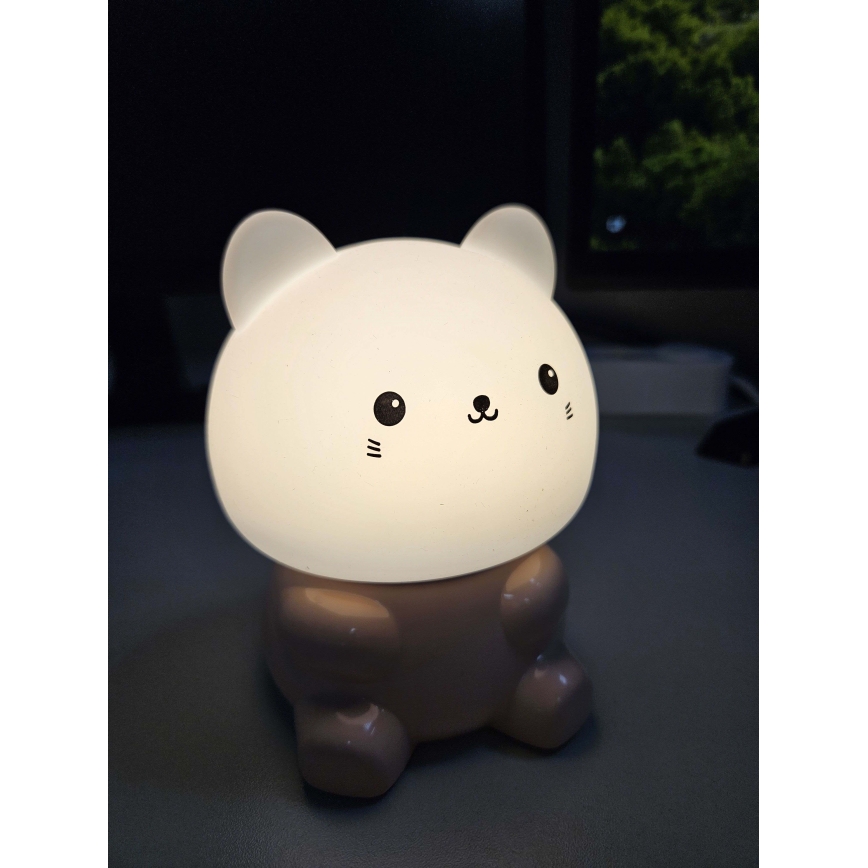 LED RGBW Detská dotyková lampa LED/1W/5V USB 1200 mAh mačka