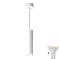 LED RGBW Регульований підвісний світильник для ванної TURYN 1xGU10/6,5W/230V 2700-6500K Wi-Fi IP44 білий